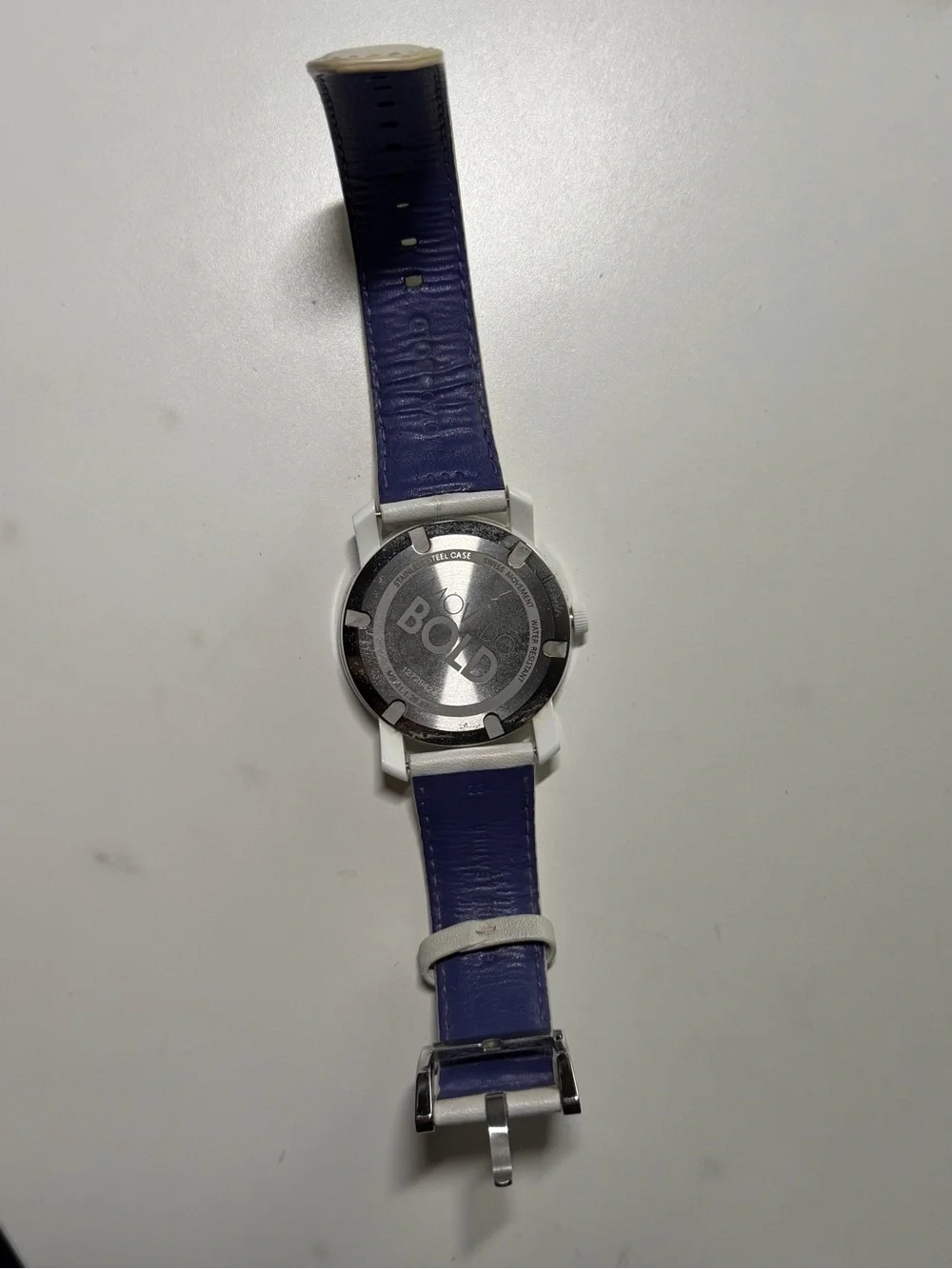 Movado White Leather Women’s Watch with Crystal Dial Accent